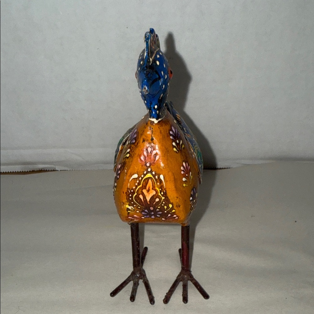 Handcrafted Blue and Orange Decorative Bird Figurine - Picture 2 of 9